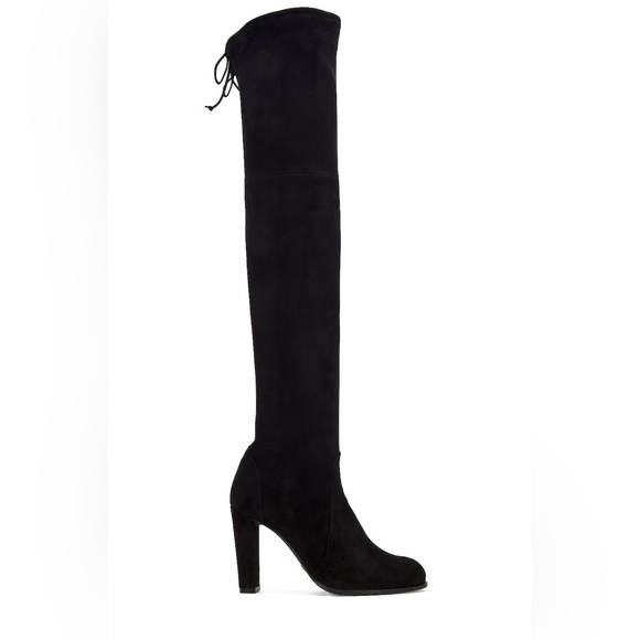 Stuart Weitzman Highland Over The Knee Tie Boots Suede Leather Black Size 8 - Picture 3 of 10